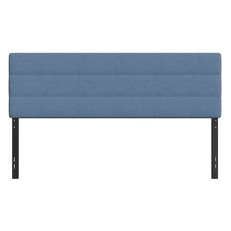 Blue Tufted Fabric Upholstered King Headboard